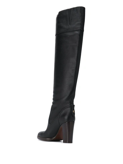 Shop Chloé Over-the-knee Leather Boots In Black