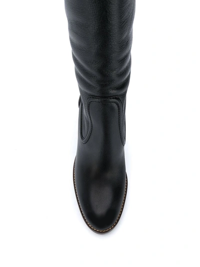 Shop Chloé Over-the-knee Leather Boots In Black