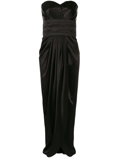 Shop Dolce & Gabbana Draped Silk Evening Gown In Black