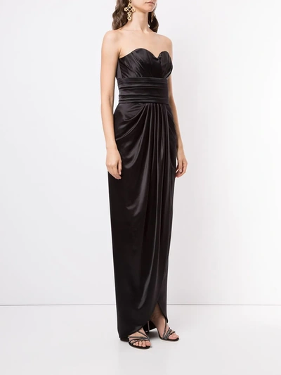 Shop Dolce & Gabbana Draped Silk Evening Gown In Black