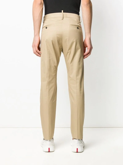 Shop Dsquared2 I Heart D2 Chinos In Neutrals