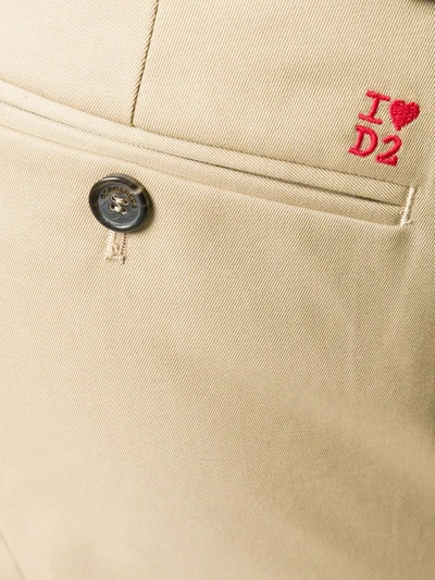 Shop Dsquared2 I Heart D2 Chinos In Neutrals