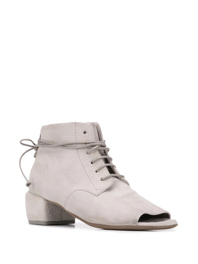 Shop Marsèll Peep Toe Lace-up Boots In Grey