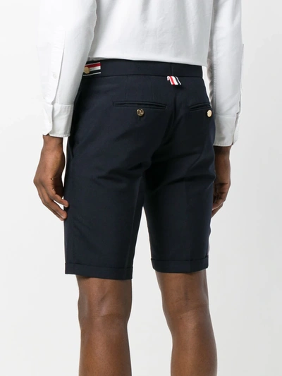 Shop Thom Browne Low Rise Skinny Short With Red, White And Blue Selvedge Back Leg Placement In School Uniform Plain W