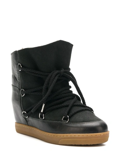 Isabel Marant 70mm Nowles Shearling Wedged In Black