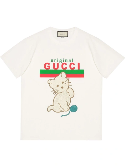 Shop Gucci Kitten Relaxed-fit T-shirt In White
