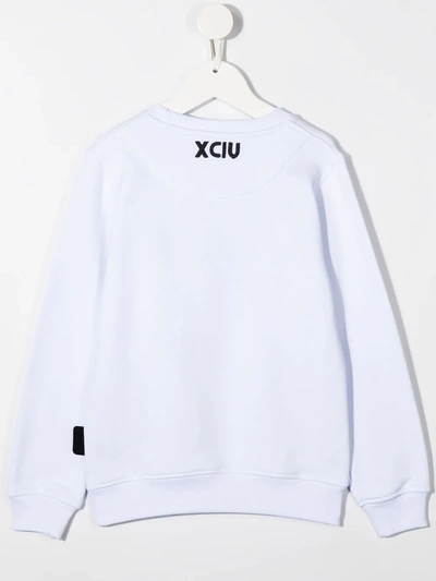 Shop Gcds Embroidered Logo Cotton Sweatshirt In White