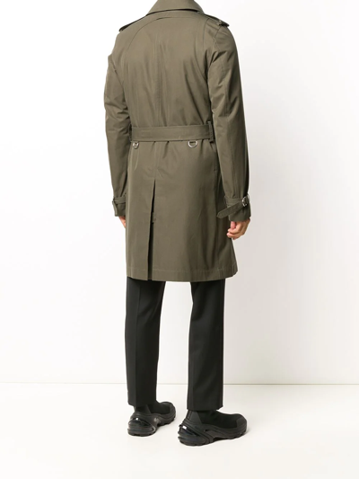 Shop Alexander Mcqueen Double-breasted Trench Coat In Green