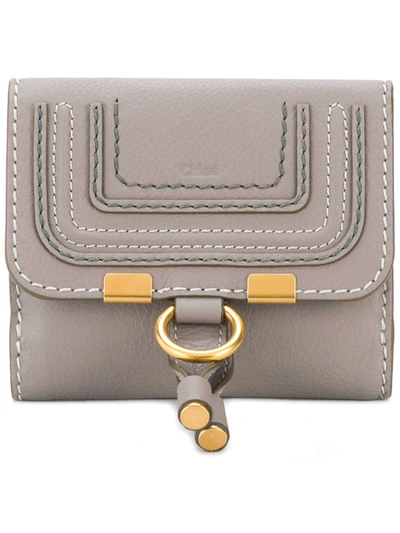 Shop Chloé Marcie Flap-over Wallet In Grey