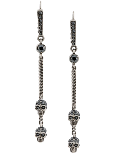 Shop Alexander Mcqueen Chain Skull Earrings In Silver