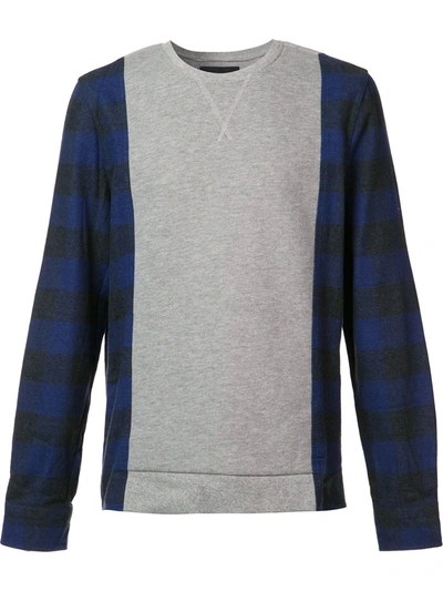 Shop Mostly Heard Rarely Seen Plaid Sleeves Sweatshirt In Grey