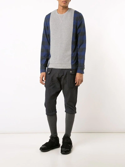 Shop Mostly Heard Rarely Seen Plaid Sleeves Sweatshirt In Grey