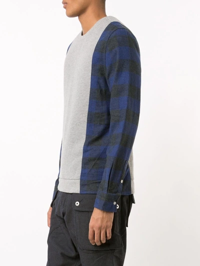 Shop Mostly Heard Rarely Seen Plaid Sleeves Sweatshirt In Grey