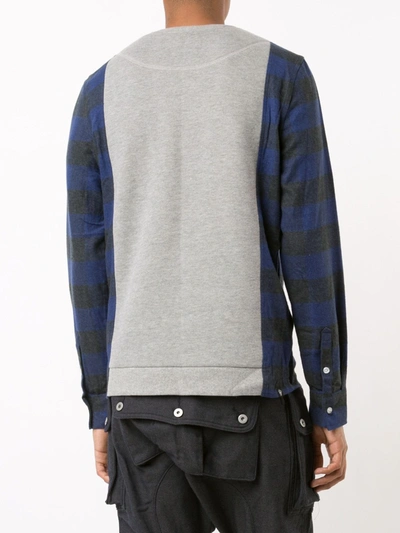 Shop Mostly Heard Rarely Seen Plaid Sleeves Sweatshirt In Grey