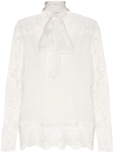 Shop Faith Connexion Lace Detail Pussy Bow Blouse In White