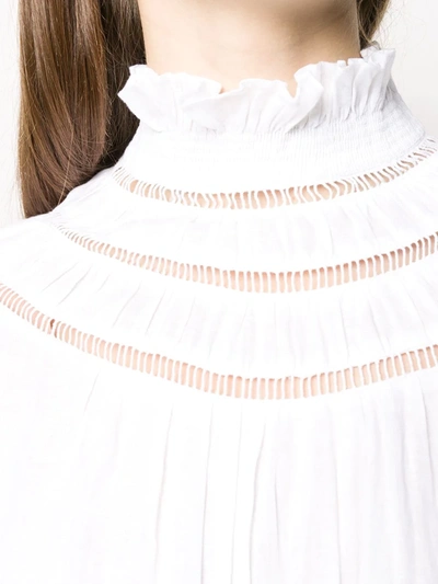 Shop Isabel Marant Étoile Long Sleeve Ruffled Neck Dress In White