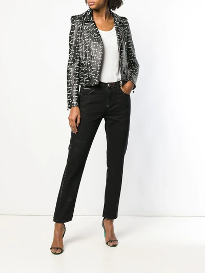 Philipp Plein Crystal Embellished Straight-leg Jeans In Black
