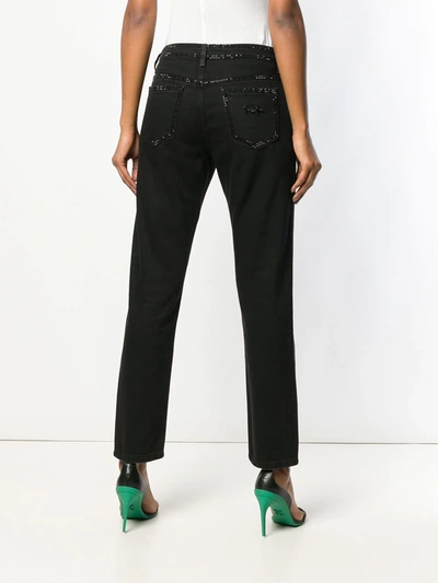 Shop Philipp Plein Crystal Embellished Straight-leg Jeans In Black