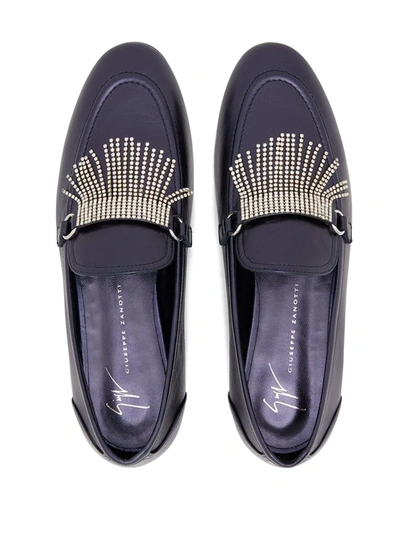 Shop Giuseppe Zanotti Fringed Loafers In Blue