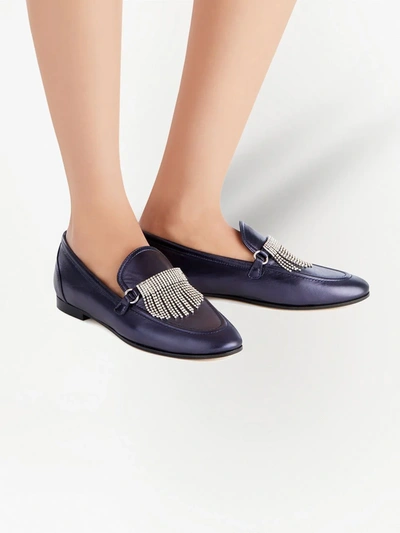 Shop Giuseppe Zanotti Fringed Loafers In Blue