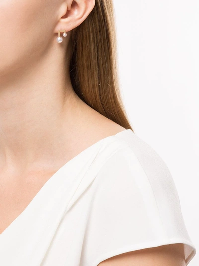 Tasaki 18kt Yellow Gold Balance Note Collection Line Akoya Pearl Stud Earrings In Yellow Gold