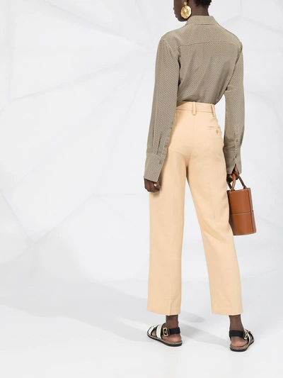 Shop Forte Forte High Waisted Straight Leg Trousers In Neutrals