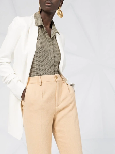 Shop Forte Forte High Waisted Straight Leg Trousers In Neutrals