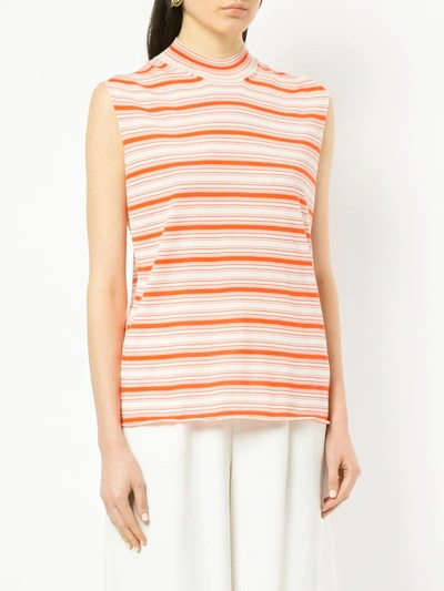 Shop Jil Sander Striped Knitted Top In White