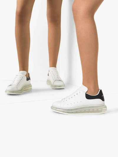 Alexander Mcqueen Suede-trimmed Leather Exaggerated-sole Sneakers In White