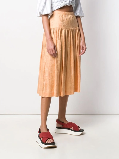 Pre-owned Valentino 1980's Flared Midi Skirt In Orange