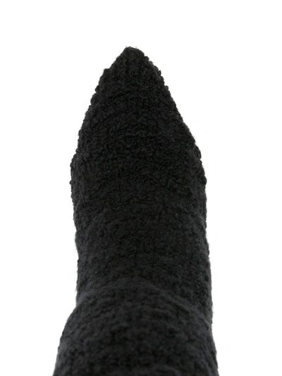 Shop Dolce & Gabbana Shearling Stiletto Heel Boots In Black