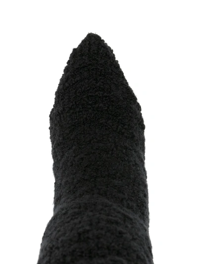 Dolce & Gabbana Stretch-knitted Pointed Stiletto Booties In Black
