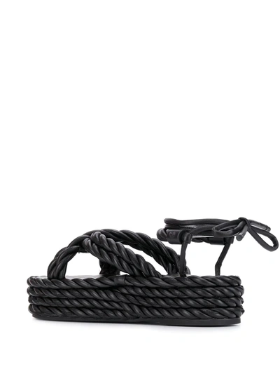 Shop Valentino Rope Wedge Sandals In Black