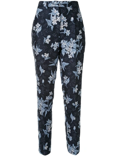 Shop Delpozo Jacquard Print Trousers In Blue