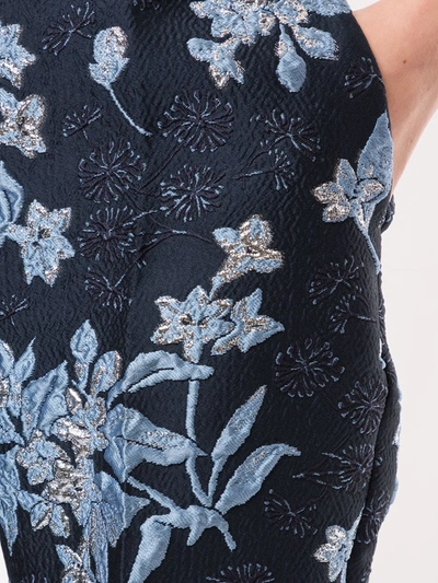 Shop Delpozo Jacquard Print Trousers In Blue