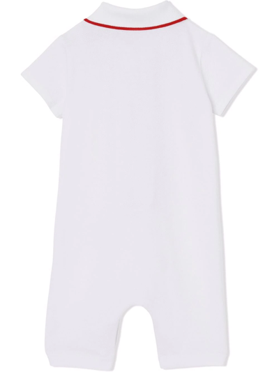 Shop Burberry Icon Stripe Polo Playsuit In White