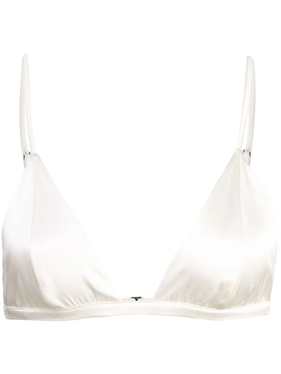 Fleur Du Mal Luxe Triangle Bra In White