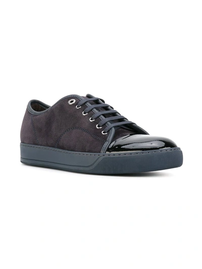 Lanvin Cap-toe Suede And Patent-leather Sneakers In Blue