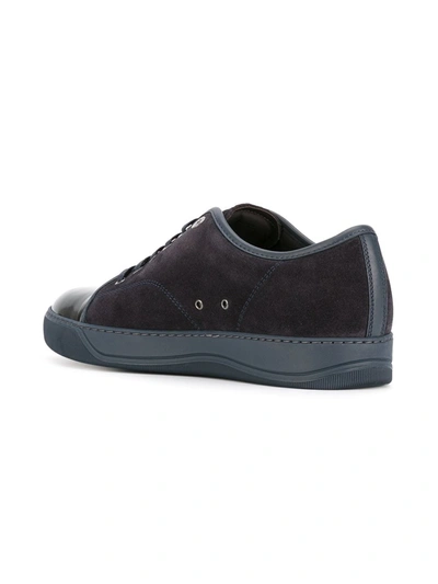 Lanvin Cap-toe Suede And Patent-leather Sneakers In Blue