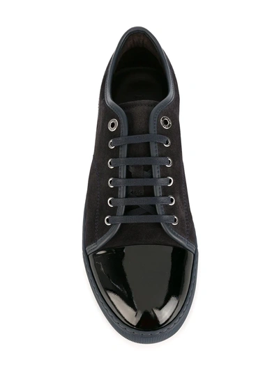 Lanvin Cap-toe Suede And Patent-leather Sneakers In Blue