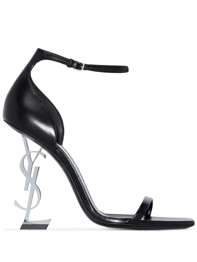 Shop Saint Laurent Opyum 110mm Leather Sandals In Black