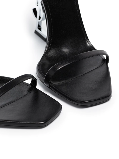 Shop Saint Laurent Opyum 110mm Leather Sandals In Black