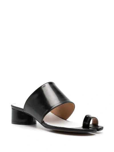Shop Maison Margiela Tabi Toe-ring Leather Sandals In Black