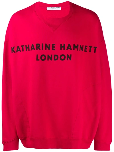 Shop Katharine Hamnett Oversized Logo Sweatshirt In Red