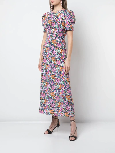 Shop Saloni Belted Floral Print Dress In Pink