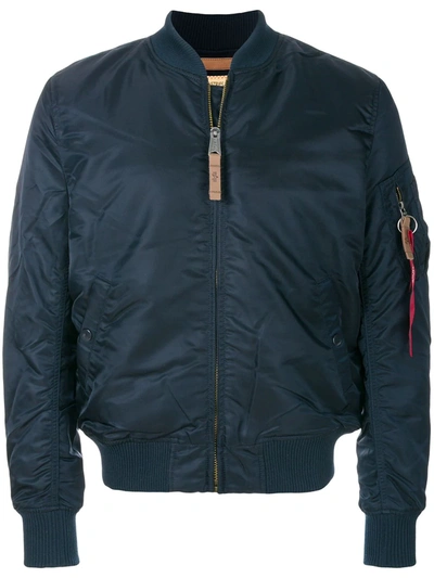 Shop Alpha Industries Zip-up Bomber Jacket In Blue