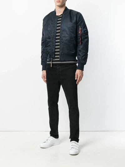 Alpha Industries Classic Zipped Bomber Jacket  In Blue