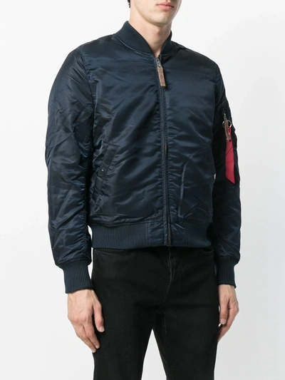 Shop Alpha Industries Zip-up Bomber Jacket In Blue