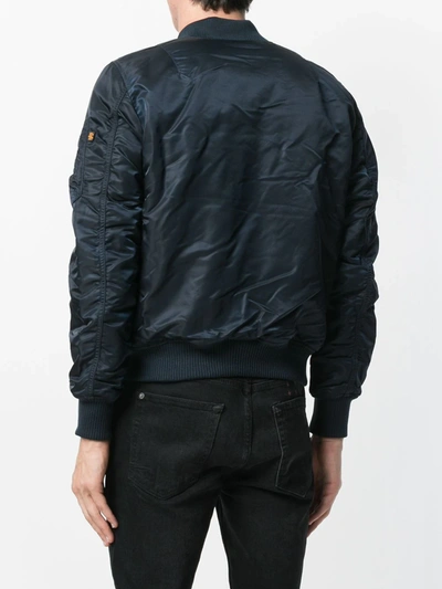 Shop Alpha Industries Zip-up Bomber Jacket In Blue