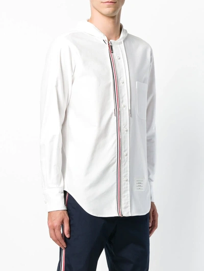 Shop Thom Browne Hooded Zip-front Oxford Shirt In White